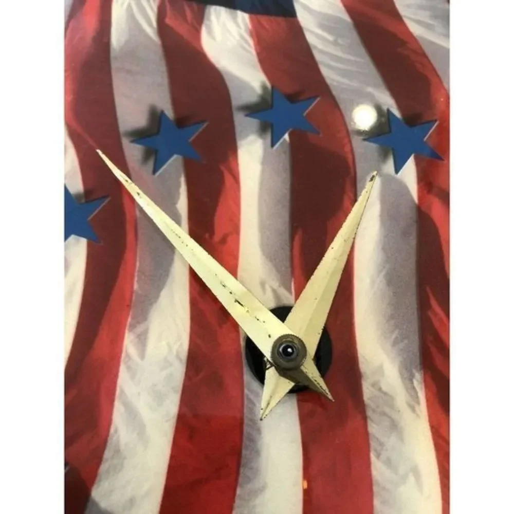 JEBCO Bald Eagle Flag Wall Clock TESTED Patriotic USA Americana US United States